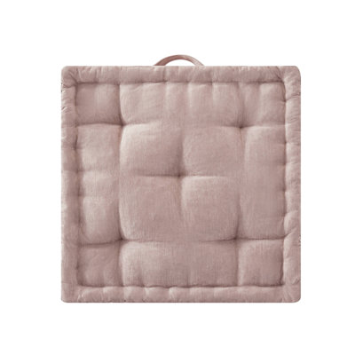 Azza Blush Poly Chenille Soft Sheen Scalloped Edge Square 24x24" Floor Pillow Cushion