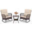 Ensemble de chaises berçantes d'extérieur en osier avec table basse double 3 pièces-1288433798