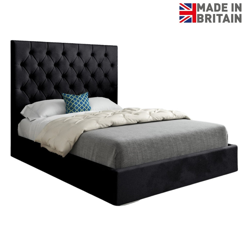 Alegra Upholstered Bed, Black, Small Single (2'6)