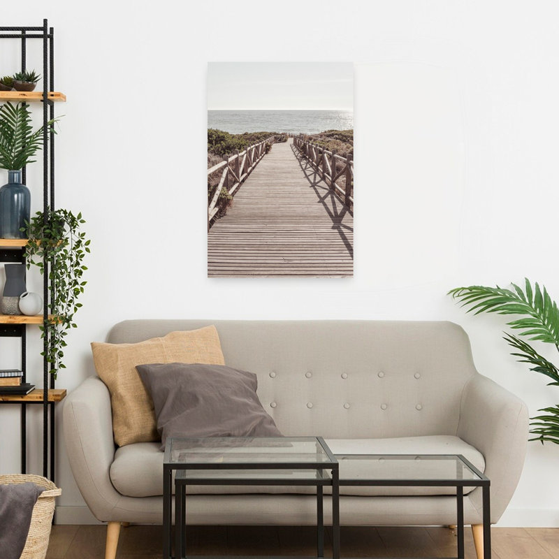 Art contemporain, paysage côtier abstrait, H 24 po x l 16 po