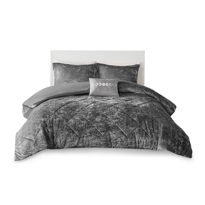 Luxurious Velvet Bedding Sets, Polyester Grey Elegance For Home Comfort