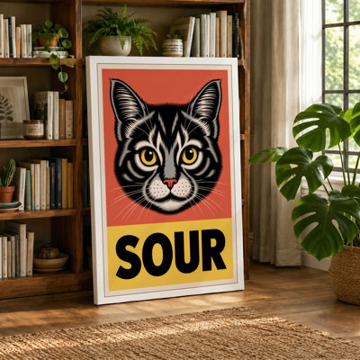 Sour Cat Retro - Wrapped Canvas