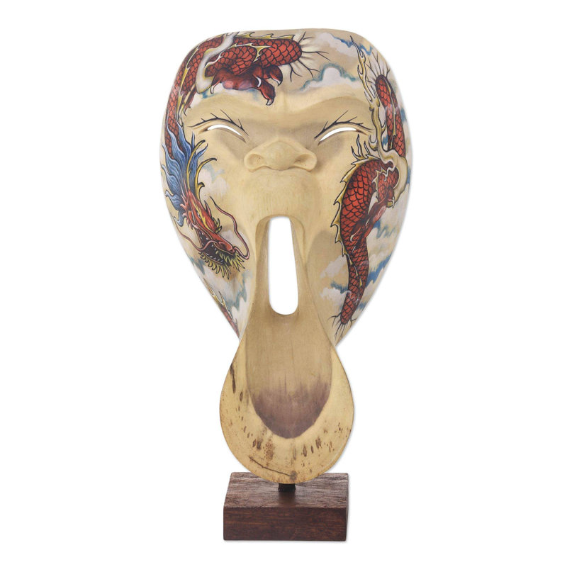 Masque en bois Ermanna Dragon Scream