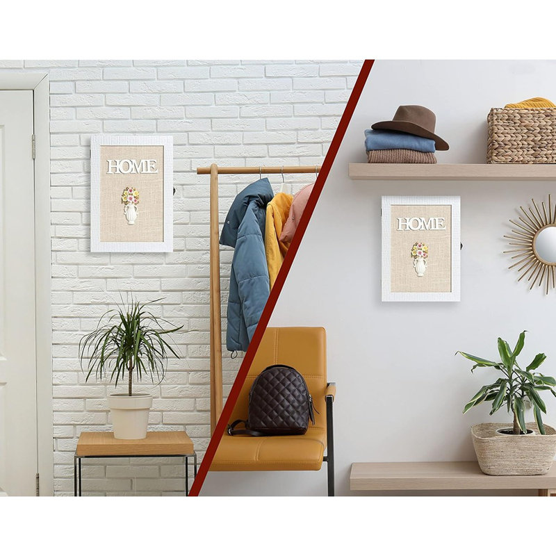 Porte-clés mural - armoire à clés décorative mignonne et rustique - porte-clés haut de gamme à 6 crochets - petite boîte à clés blanche - cadeau de pendaison de crémaillère - armoire à clés rétro
