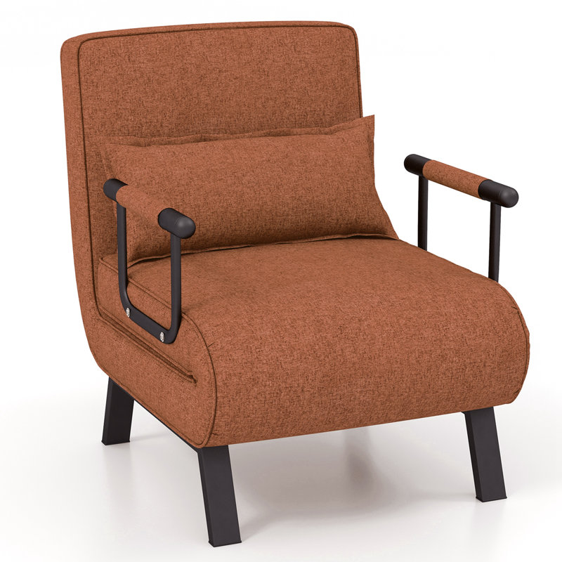 Daveah Twin or Smaller 23.5" Wide Tight Back Futon Chair, Coffee