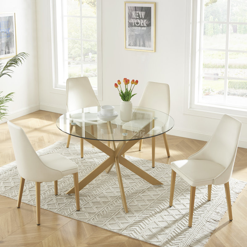 Ensemble repas pour quatre personnes, Beige, Or