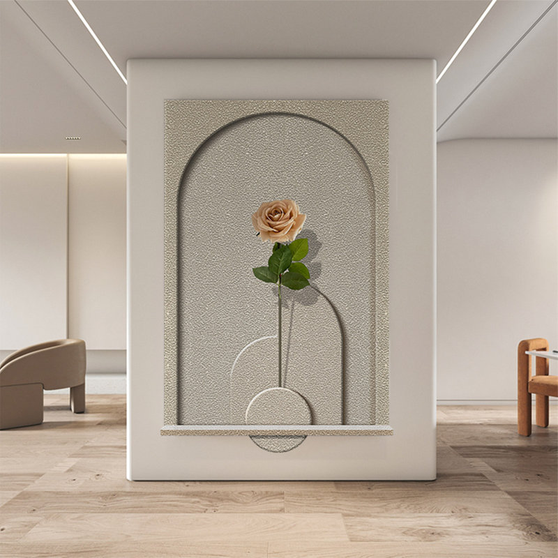 Art mural moderne en grès rose moderne avec lumières à DEL - décor de vestibule et de vestibule, Beige/vert