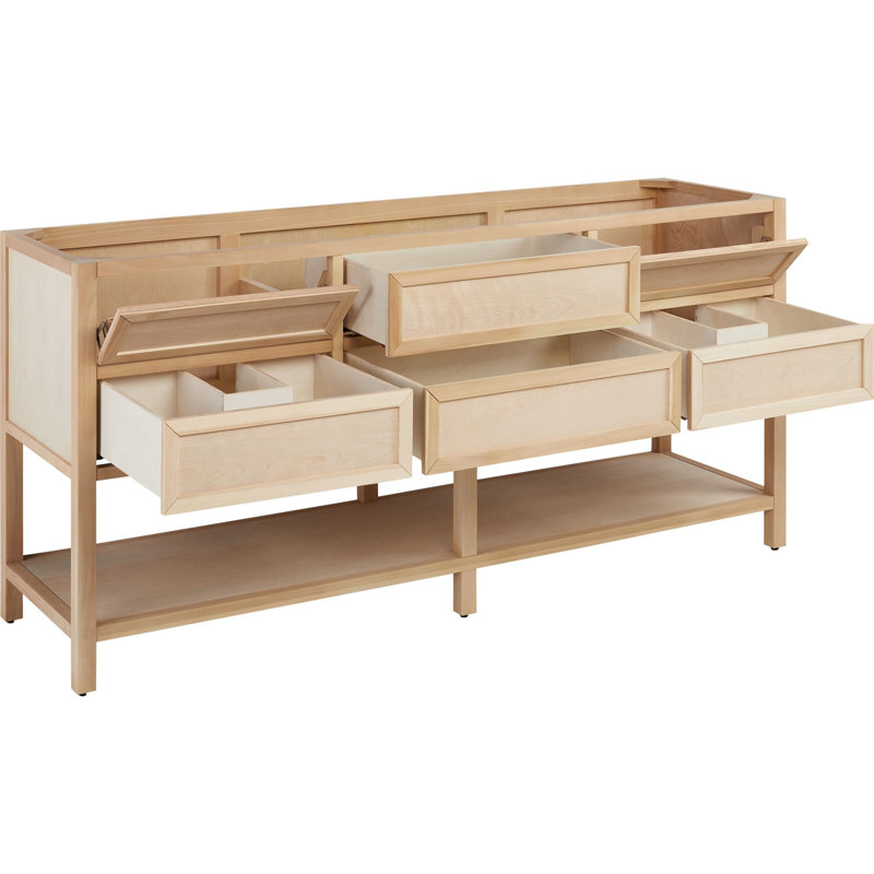 72" Robertson Double Bathroom Vanity Set with Rectangular Undermount Sinks, Arctic White Quartz, Single-Hole Centered