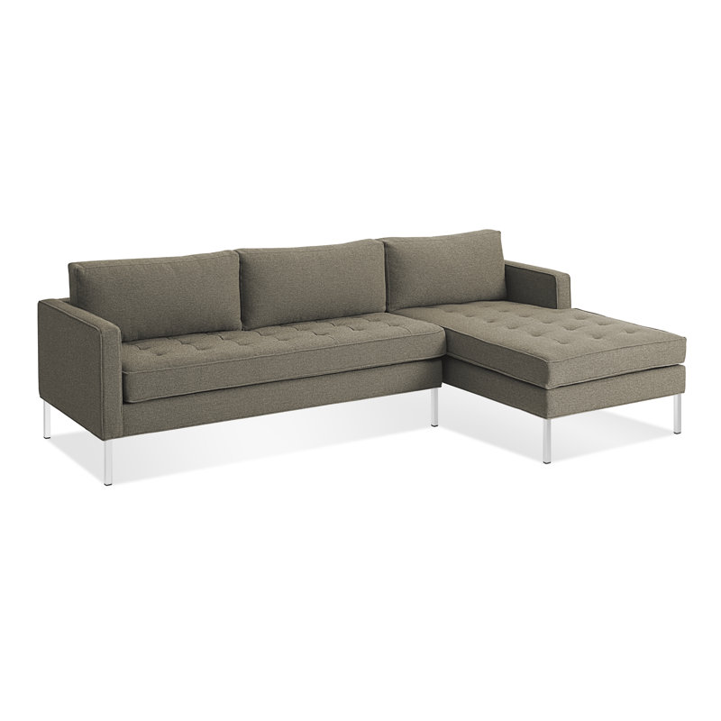 Paramount Chaise Sectional, Stainless Steel, Sanford Ceramic Crossweave, Right Hand Facing