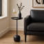 Modern Metal Accent Table with Round Tray Top - 25" Black Side Table for Living Room or Bedroom