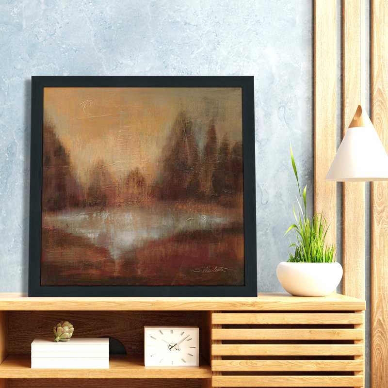 «Rain II» par Silvia Vassileva - Peinture, L 25,5 po x H 25,5 po, Cadre noir