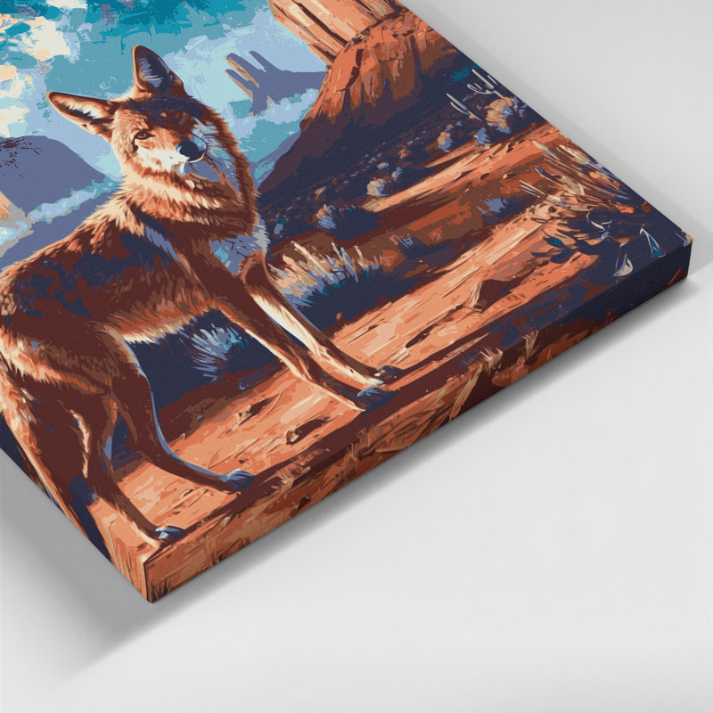 «Southwestern Animals Coyote 17», art mural sur toile noire, H 24 po x l 36 po
