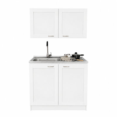 Ensemble d'armoires de cuisine 2 pièces avec armoire murale, base pour évier et garde-manger Zurich - Blanc