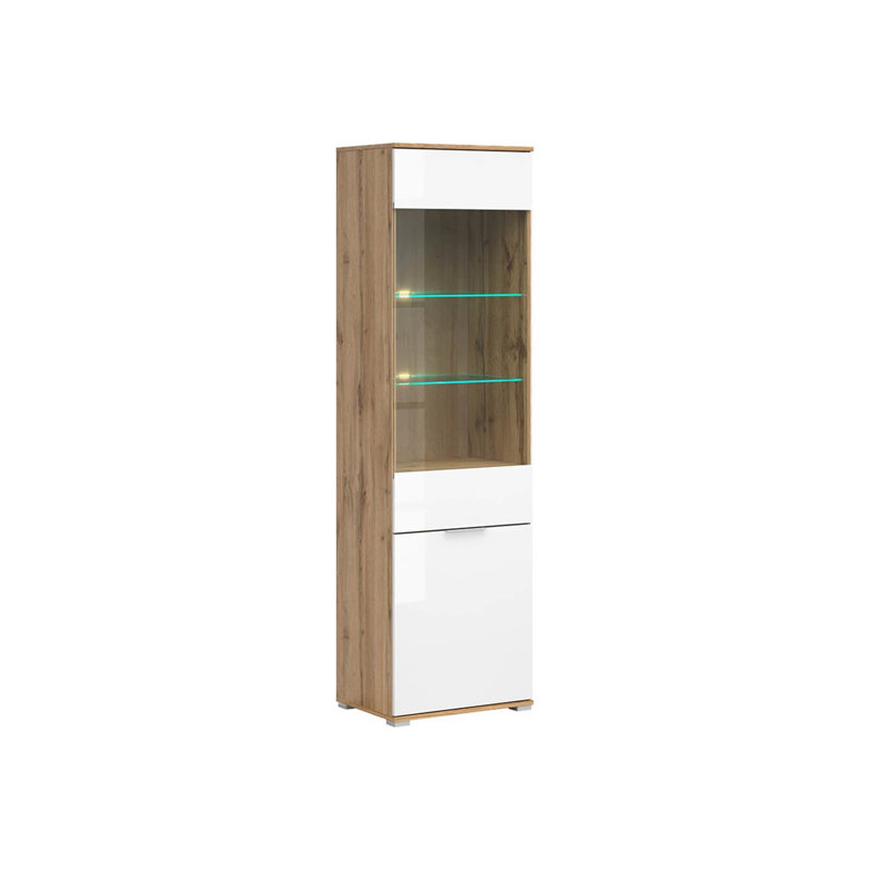 56 cm W Display Cabinet China Cabinet, Oak Riviera/White Gloss