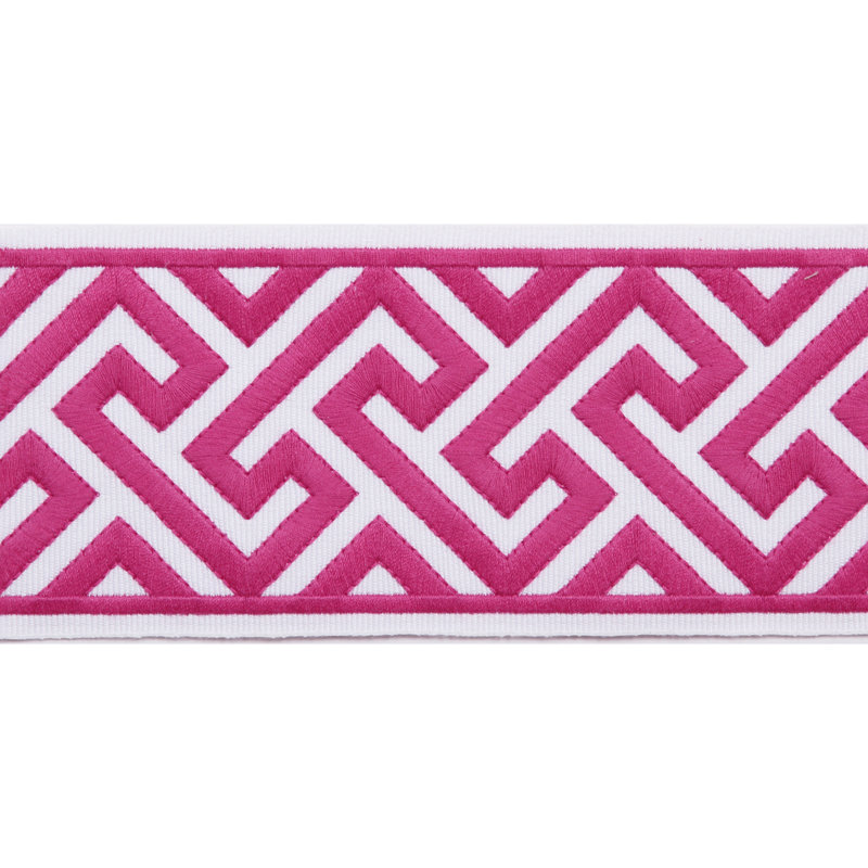 Tissu à bordure en ruban, Pivoine rose / blanc