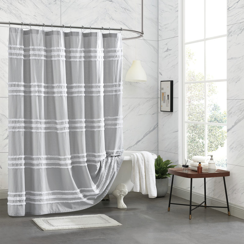 Chenille Stripe Cotton Single Shower Curtain