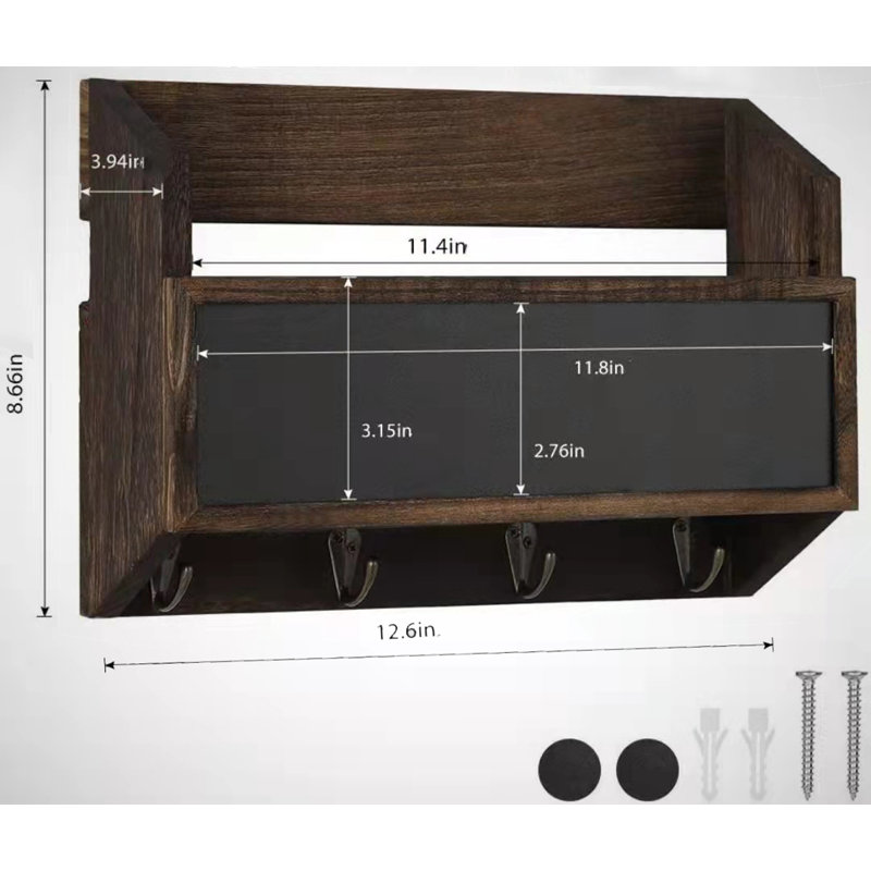 Hatim Solid + Manufactured Wood Wall Organizer with Key Hooks