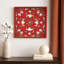 Plaque murale carrée en bois à motif floral, rouge