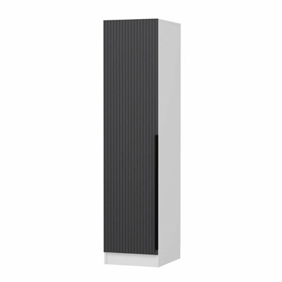 Armoire moderne Wesa avec de nombreuses tablettes, anthracite et blanc, 17,7 po x 82,7 po x 20,5 po | 100% panneau de particules enduit de mélamine, épaisseur: 0,7 pouce | Conception murale avec couvercle, solution de rangement compacte et élégante