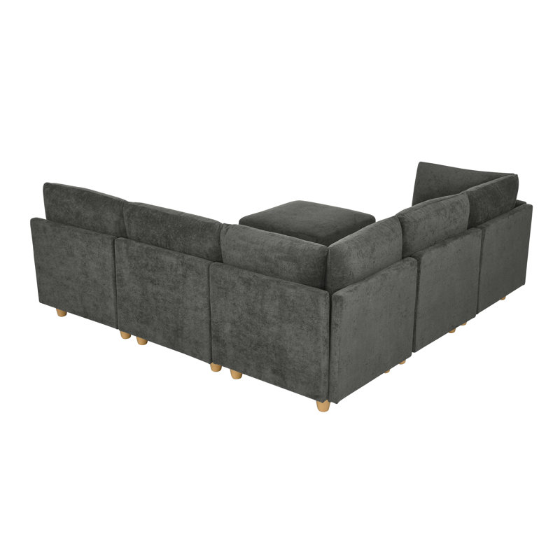 Barncombe Modular Sectional, Dark Gray Polyester Blend