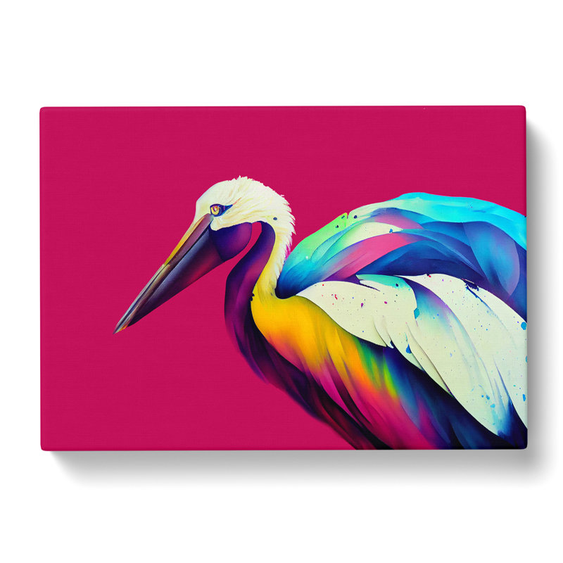 Pelican Painted Abstract - Wrapped Canvas, 40cm H x 60cm W x 3cm D