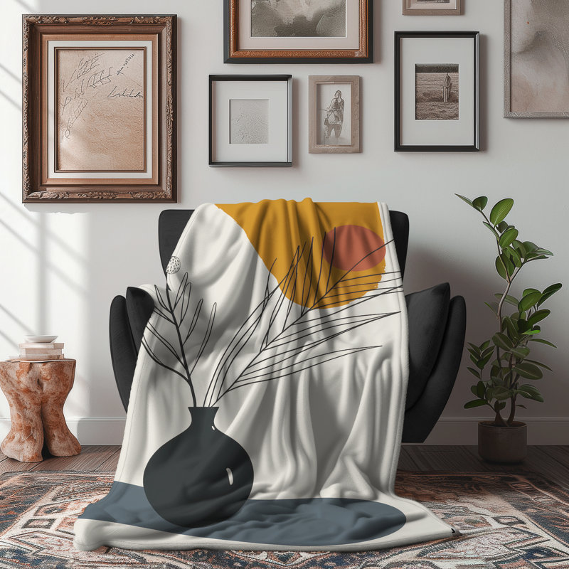 Rustic Botanical Dessins - 1 Pièce Sherpa Premium - Luxueux Art Print Design, Grand lit