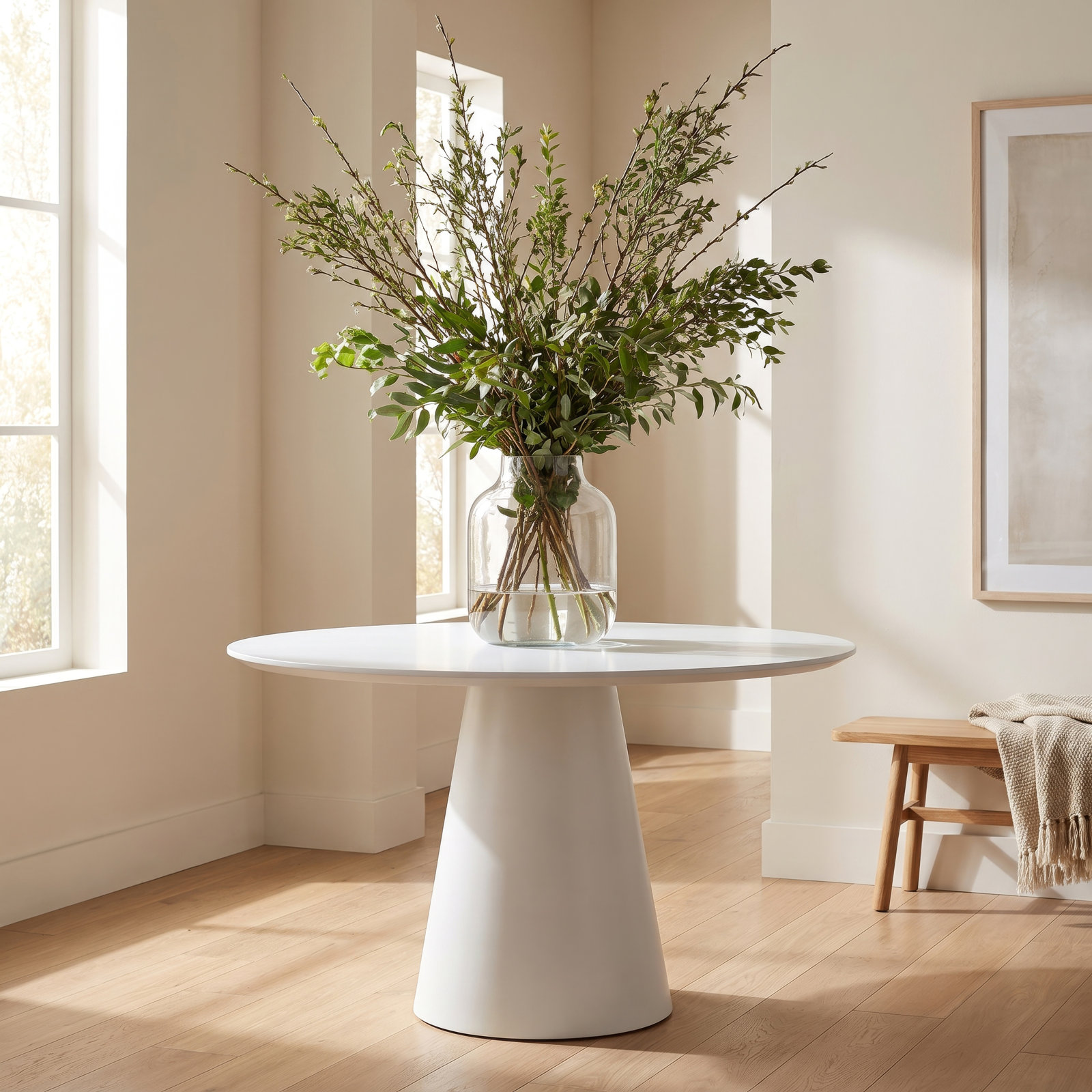 Burdon 47" Oak Dining Table, Branco