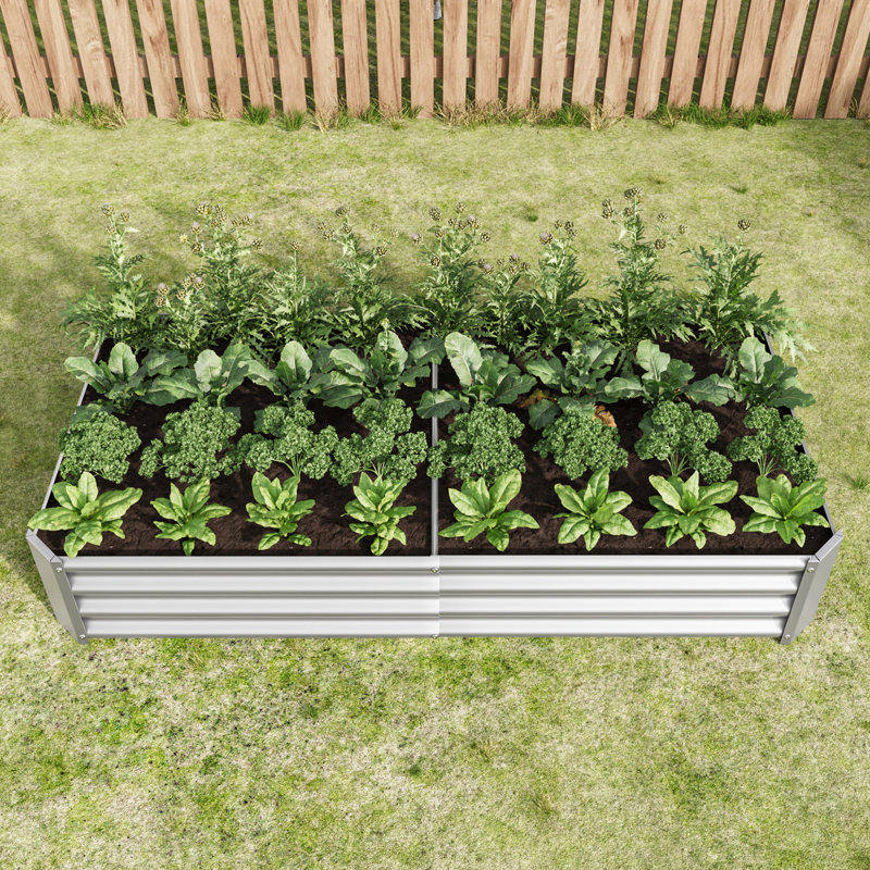 Raised Garden Bed Outdoor, Metal Raised  Rectangle Planter Beds for Plants, Vegetables, and Flowers, 6×3×1ft, Silver