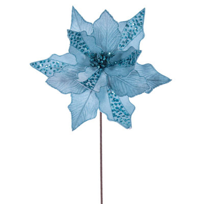 10" x 20" Baby Velvet Striped Poinsettia Stem. It includes three pieces per bag.