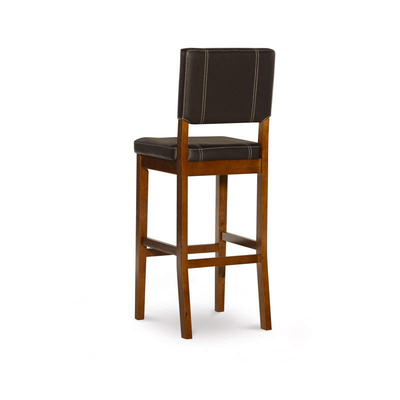 Upholstered Counter Stool with Solid Wood Frame, Bar Stool (30" Seat Height), Russet