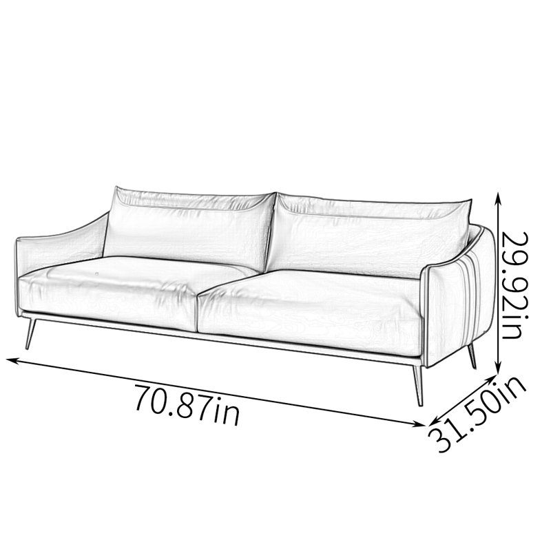 Ceniceros, H 29,92 po x l 70,87 po x P 31,5 po, Faux cuir