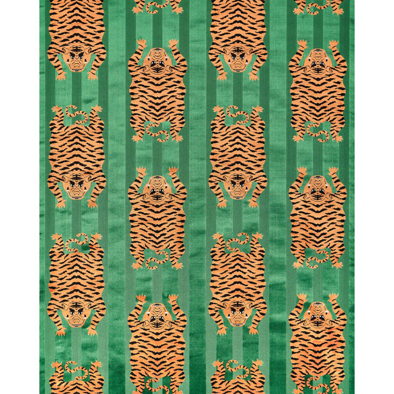 Tissu velours tigre Jokhang, Vert
