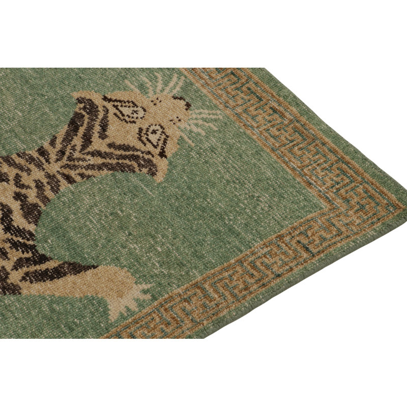 Distressed Homage Handmade Kilim Wool Animal Print Area Rug, Runner 2'6" x 8'