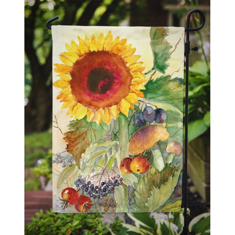 Drapeau de jardin à 2 côtés "fleurs d’automne i" par maureen bonfield, H 15 po x l 11 po