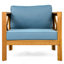 Conversation extérieure: fauteuils club en bois avec coussins bleus, dimensions confortables et tissu imperméable facile à assembler