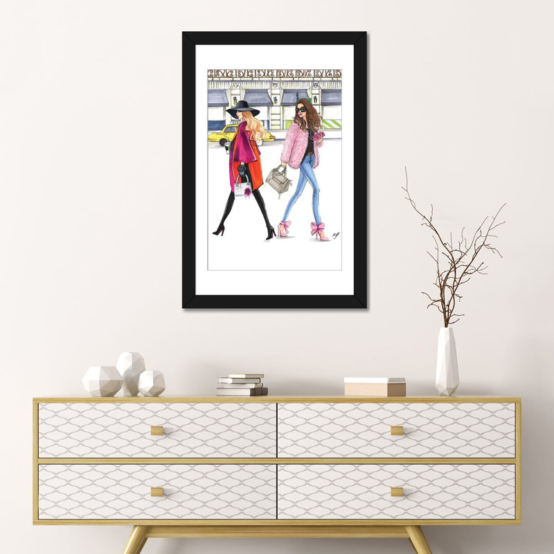 « février rose fashionistas », impression sur toile, H 24 po x l 16 po x P 1 po, Papier d'art encadré noir, Blanc