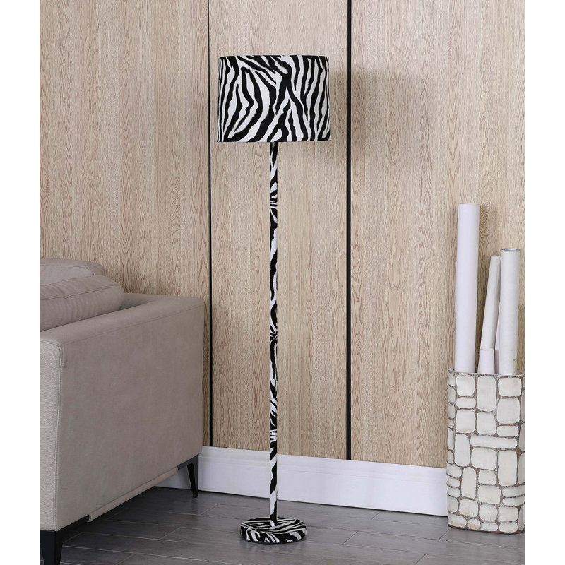 Lampe sur pied en faux suède 59 "à imprimé zébré Cely