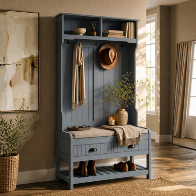 Modern Hall Tree with Bench and Shoe Storage
