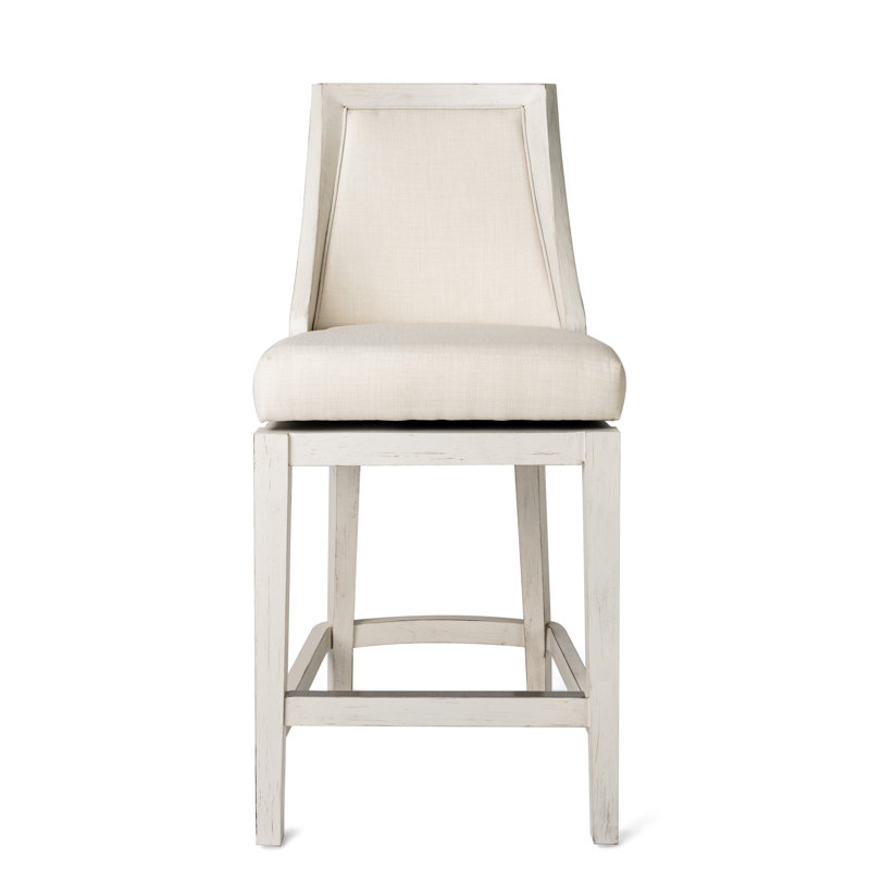 Vienna 26 Inch White Oak Swivel Counter Stool with Natural Upholstery