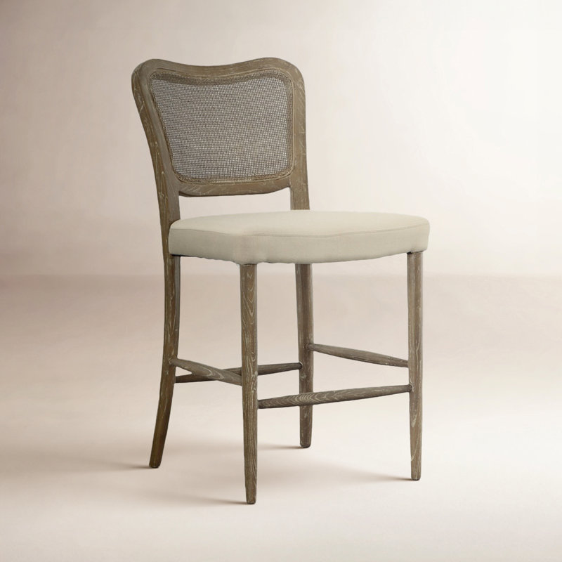 Tabouret de comptoir rembourré avec structure en bois massif