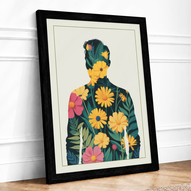 Blooming Within Botanical - Framed Print, A2 - 59.4 x 42.0 cm, Black
