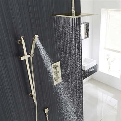 Liverpool Ceiling Mount Thermostatic Rainfall Shower Set