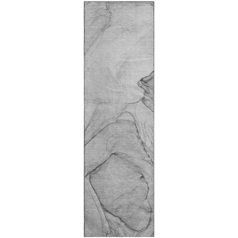 Premium Machine Washable Cerrito AMF502 Gray Rug, Runner 2'3" x 7'6"