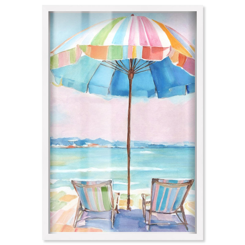 «Under the Summer Sky Shadowbox» par Coastal Glam Decor par Art Remedy, cadre blanc, 20 x 30, H 31 po x l 21 po, Cadre blanc