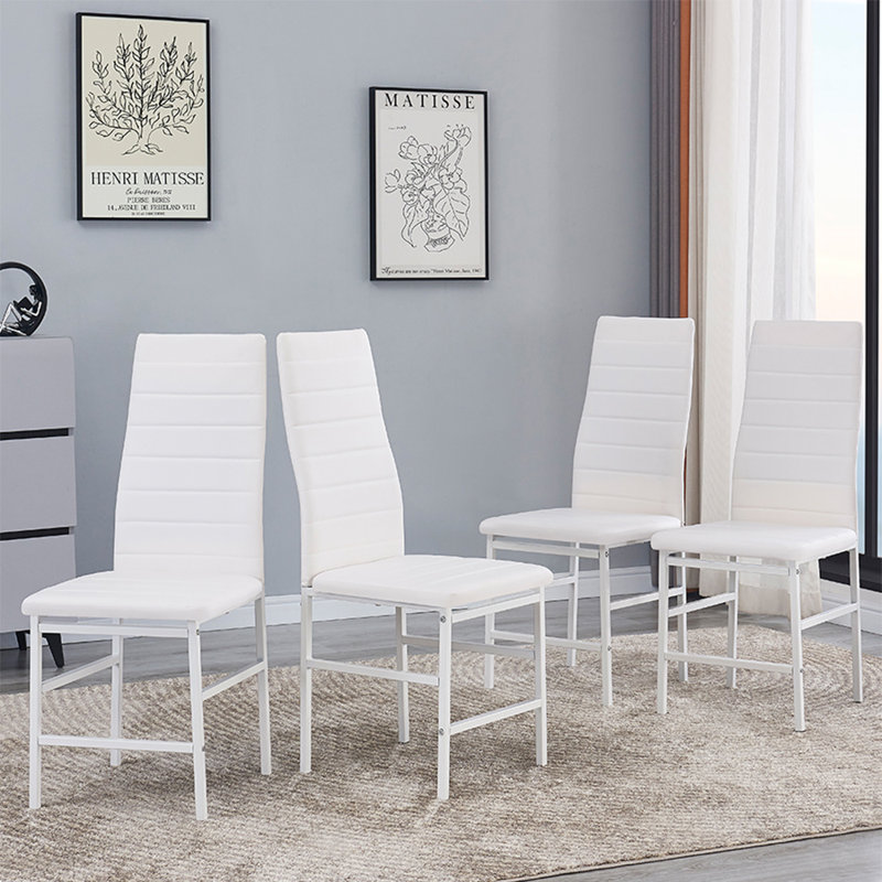 Aireona 45cm H Upholstered Metal Parsons Chair, White, White