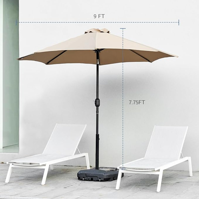 Parasol de marché de 5,5 po avec manivelle Levonia, Tanné
