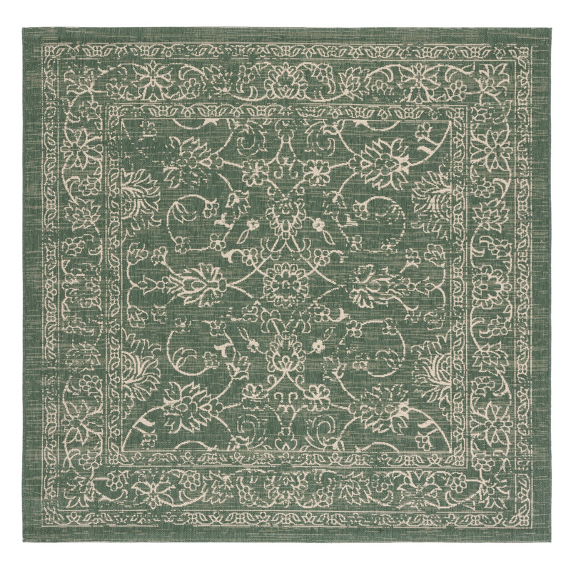 Inola Oriental Machine Woven Stain Resistant Indoor/Outdoor Area Rug, Square 5'3"