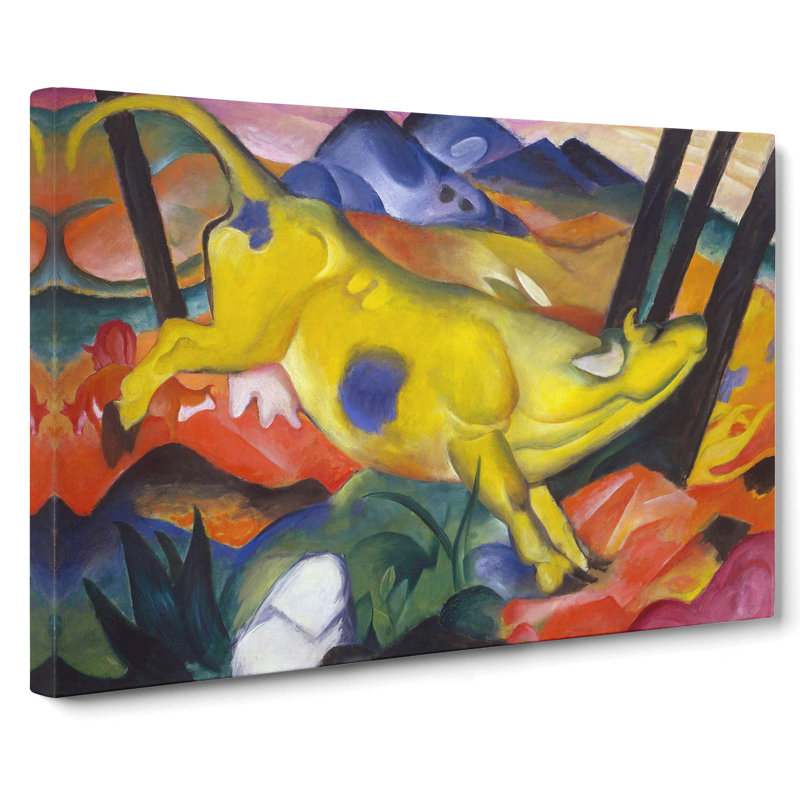 The Yellow Cow Vol.1 by Franz Marc - Wrapped Canvas Painting, 50cm H x 76cm W x 3cm D