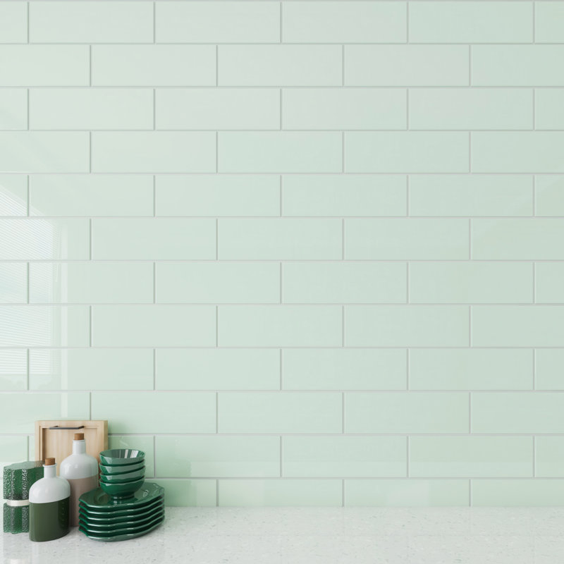 Glass Subway 4" x 12" Wall Tile, Winter Sage