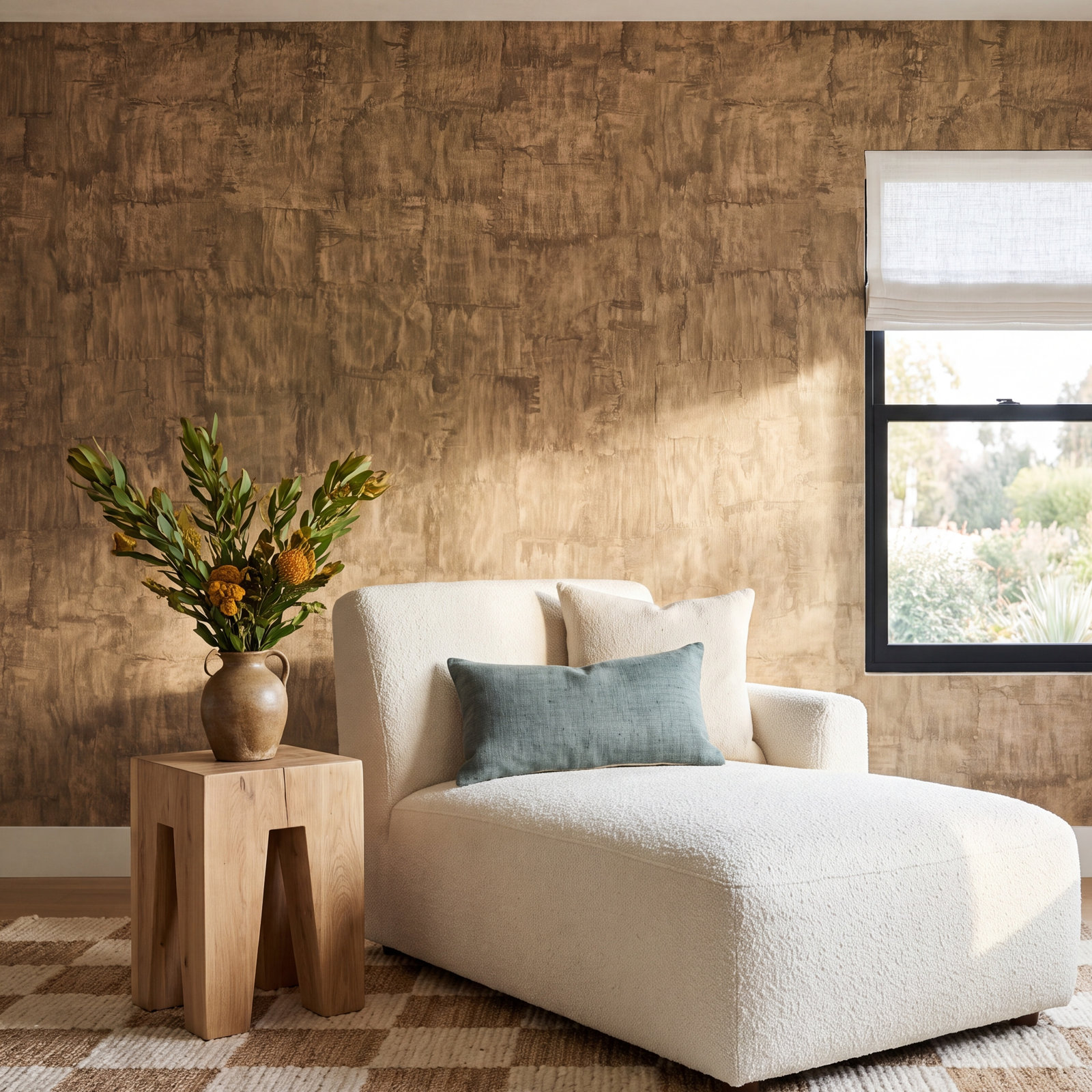 Urban Oasis Metallic Wallpaper Roll, Sand